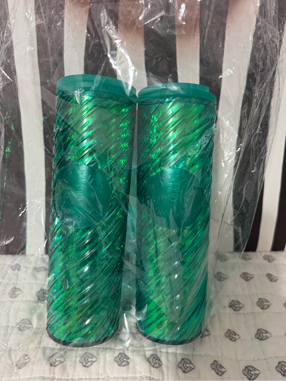 Starbucks Emerald Green Spiral Tumblers - Pair